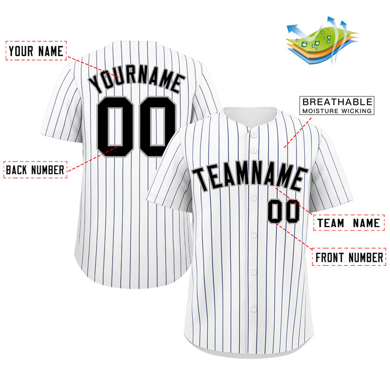 Maillot de baseball personnalisé, blanc, noir et or, à rayures, à la mode, authentique