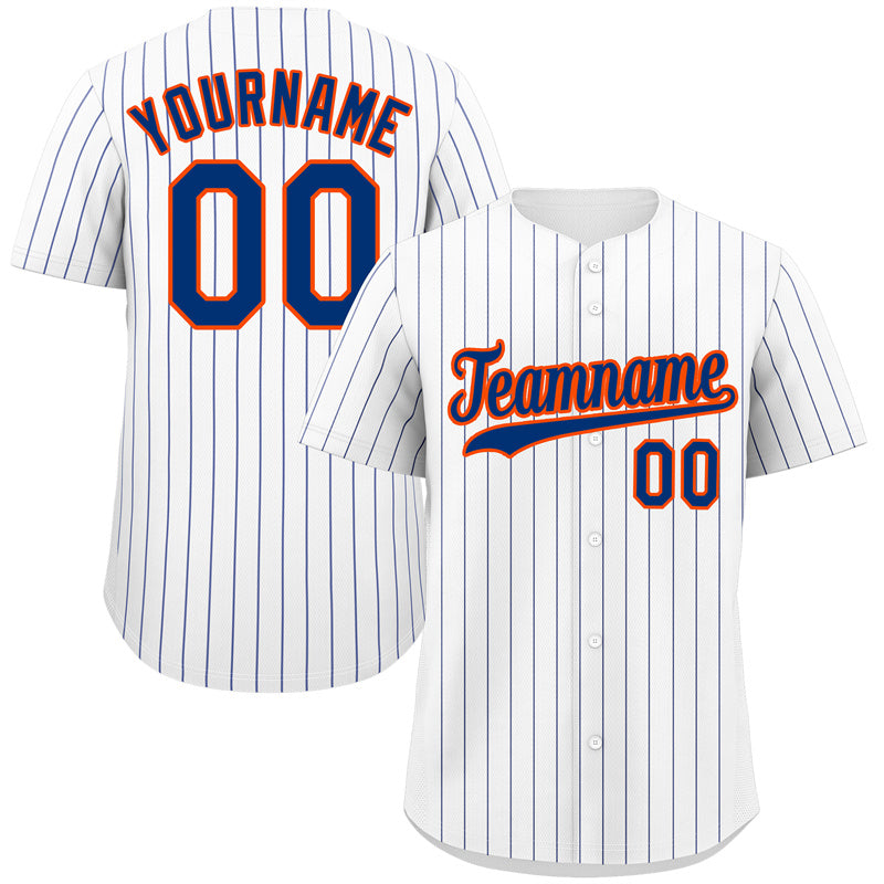 Maillot de baseball personnalisé, blanc, Royal-Orange, à rayures, à la mode, authentique