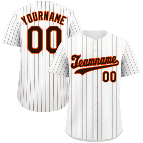 Custom White Brown-Orange Hook Stripe Fashion Authentic Baseball Jersey