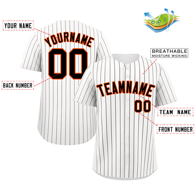 Custom White Brown-Orange Bull Stripe Fashion Authentic Baseball Jersey