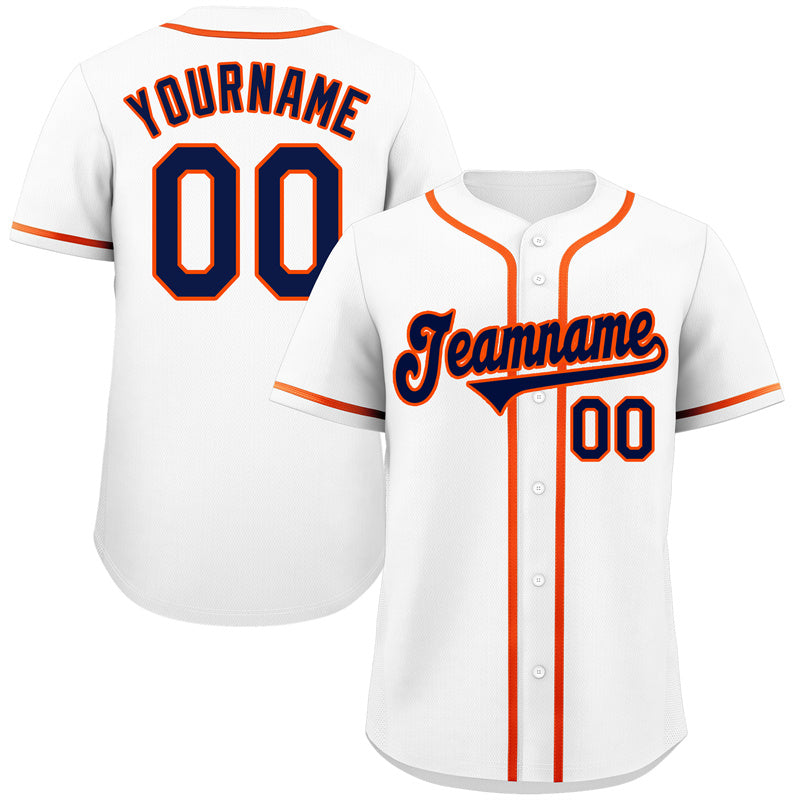 Maillot de baseball authentique de style classique blanc marine-orange personnalisé