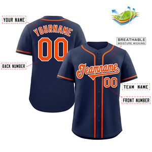 Custom Navy Orange-White Classic Style Authentic Baseball Jersey