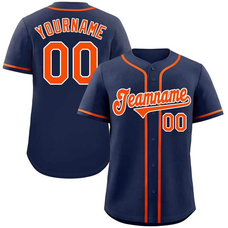 Custom Navy Orange-White Classic Style Authentic Baseball Jersey