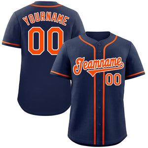 Custom Navy Orange-White Classic Style Authentic Baseball Jersey