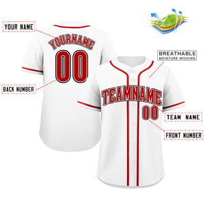 Custom White Red-Black Classic Style Authentic Baseball Jersey