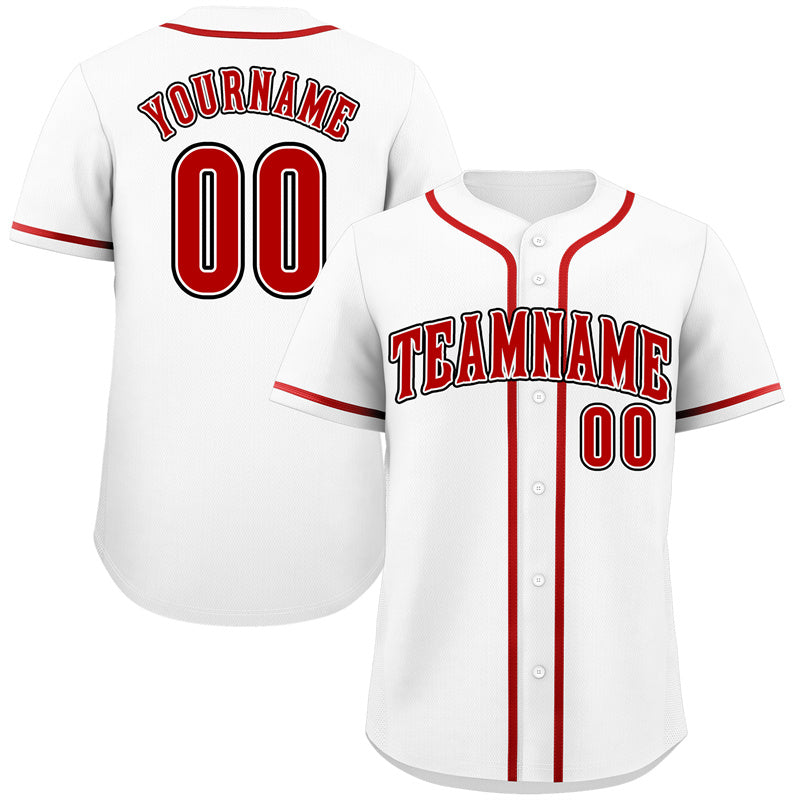 Custom White Red-Black Classic Style Authentic Baseball Jersey