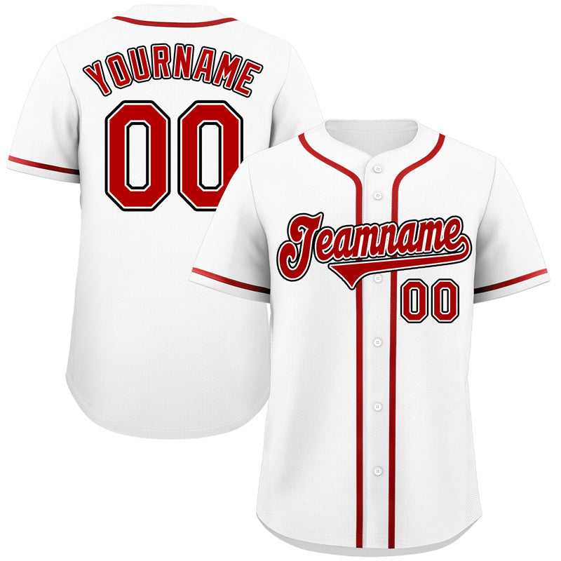 Custom White Red-Black Classic Style Authentic Baseball Jersey