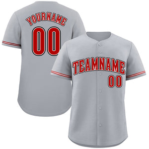 Custom Gray Red-Black Classic Style Authentic Baseball Jersey