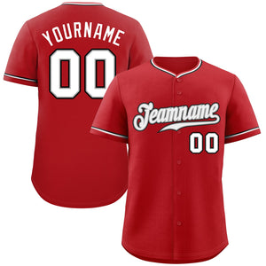 Maillot de baseball authentique de style classique rouge blanc-noir personnalisé