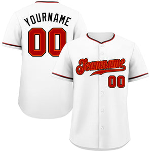 Custom White Red-Black Classic Style Authentic Baseball Jersey