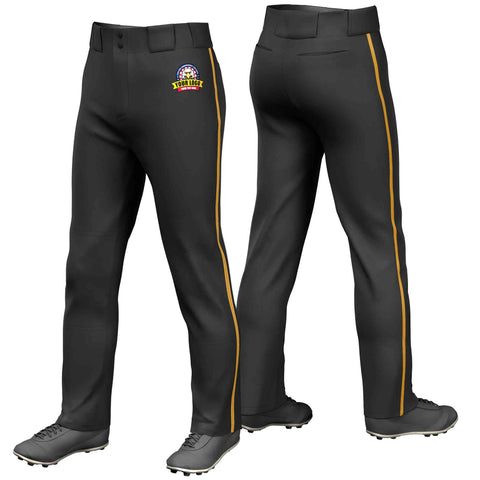 Custom Black Old Gold Classic Fit Stretch Practice Loose-fit Baseball Pants