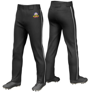 Custom Black Gray Classic Fit Stretch Practice Loose-fit Baseball Pants