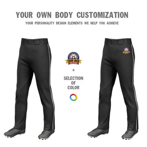 Custom Black Gray Classic Fit Stretch Practice Loose-fit Baseball Pants