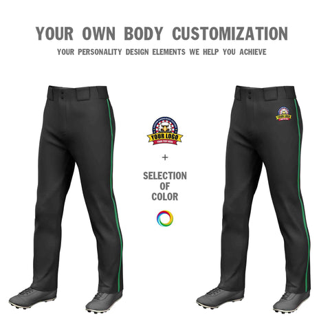Custom Black Kelly Green Classic Fit Stretch Practice Loose-fit Baseball Pants