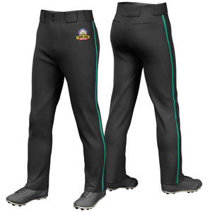 Custom Black Teal Classic Fit Stretch Practice Loose-fit Baseball Pants