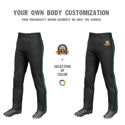 Custom Black Teal Classic Fit Stretch Practice Loose-fit Baseball Pants