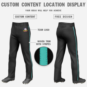 Custom Black Aqua Classic Fit Stretch Practice Loose-fit Baseball Pants