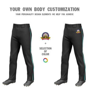 Custom Black Aqua Classic Fit Stretch Practice Loose-fit Baseball Pants