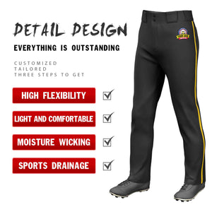 Custom Black Gold Classic Fit Stretch Practice Loose-fit Baseball Pants