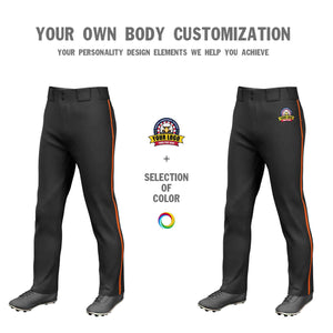 Custom Black Orange Classic Fit Stretch Practice Loose-fit Baseball Pants