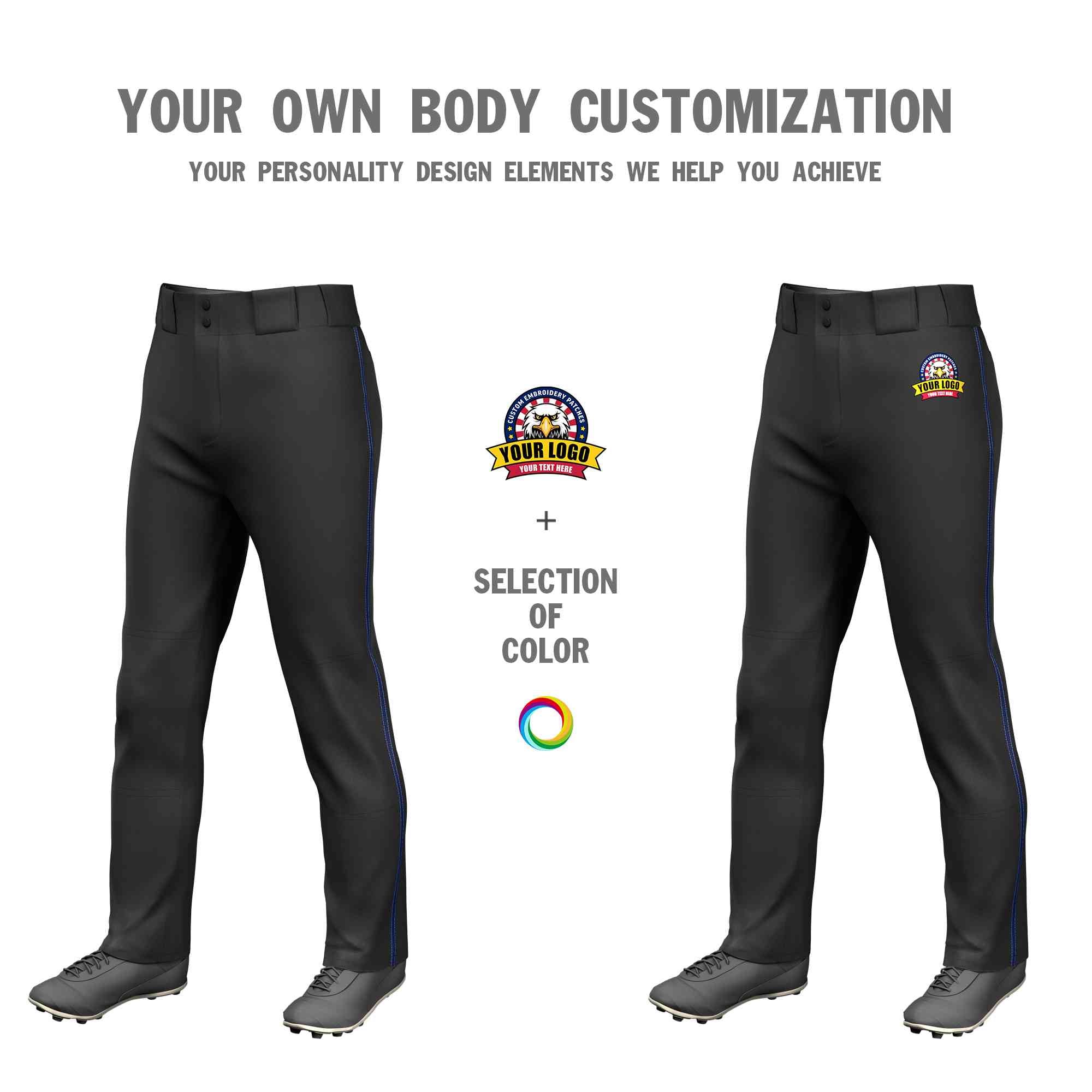 Custom Black Navy Classic Fit Stretch Practice Loose-fit Baseball Pants