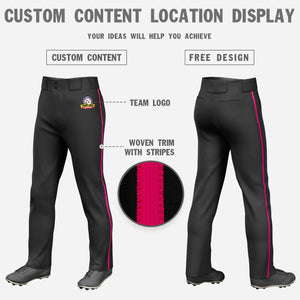 Pantalon de baseball coupe ample, coupe classique, extensible, personnalisé, noir, rose