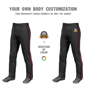 Custom Black Pink Classic Fit Stretch Practice Loose-fit Baseball Pants