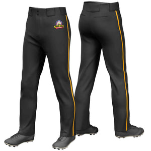 Custom Black Yellow Classic Fit Stretch Practice Loose-fit Baseball Pants