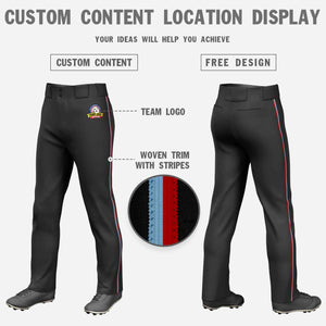 Custom Black Light Blue-Red Classic Fit Stretch Practice Loose-fit Baseball Pants