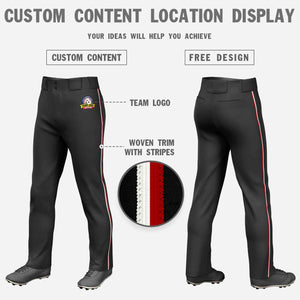 Pantalon de baseball coupe ample, coupe classique, extensible, personnalisé, noir, blanc et rouge