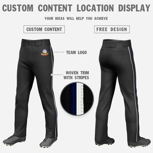 Custom Black Navy-White Classic Fit Stretch Practice Loose-fit Baseball Pants