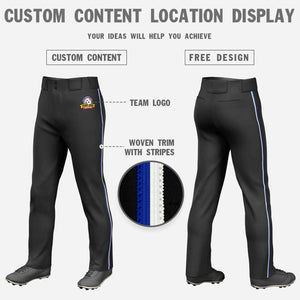 Custom Black Royal-White Classic Fit Stretch Practice Loose-fit Baseball Pants