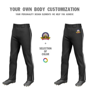 Custom Black Gray-White Classic Fit Stretch Practice Loose-fit Baseball Pants