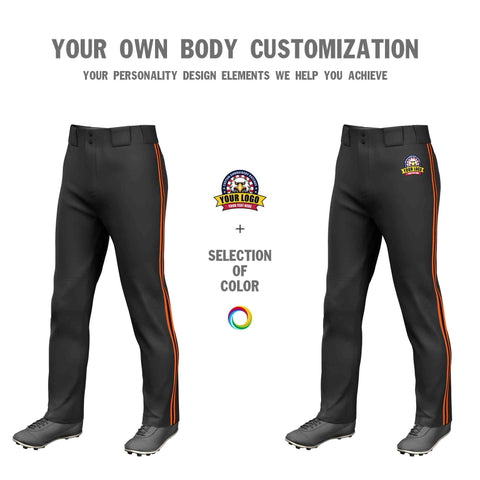 Custom Black Orange Black-Orange Classic Fit Stretch Practice Loose-fit Baseball Pants