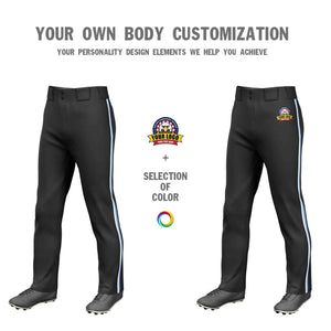 Custom Black White Light Blue-Navy Classic Fit Stretch Practice Loose-fit Baseball Pants