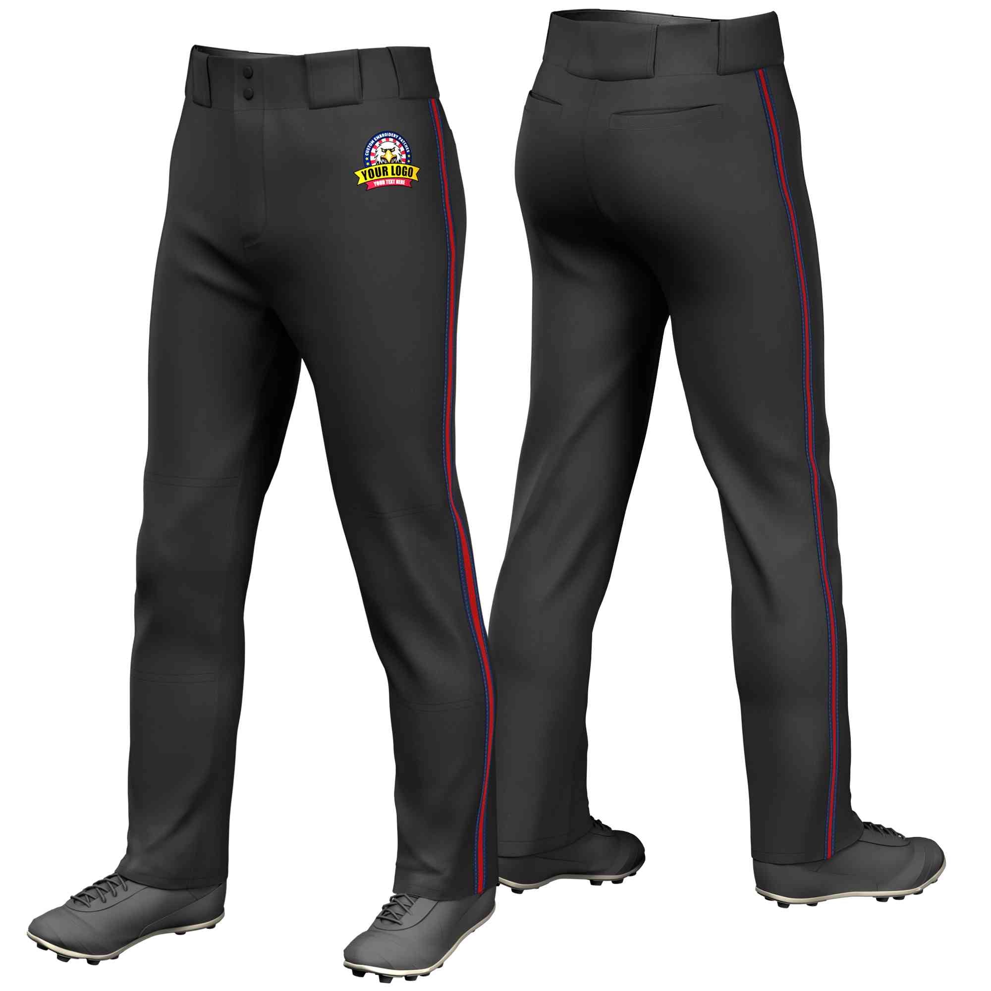 Pantalon de baseball coupe ample, coupe classique, noir, marine, rouge-marine, personnalisé