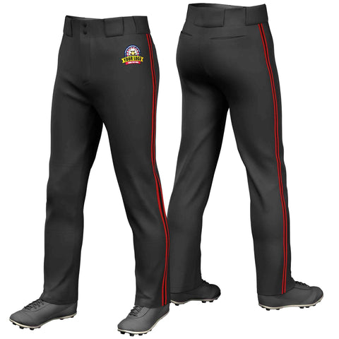 Custom Black Red Black-Red Classic Fit Stretch Practice Loose-fit Baseball Pants