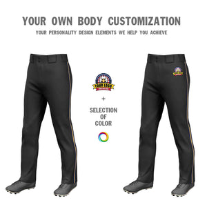 Custom Black Navy Old Gold-Navy Classic Fit Stretch Practice Loose-fit Baseball Pants