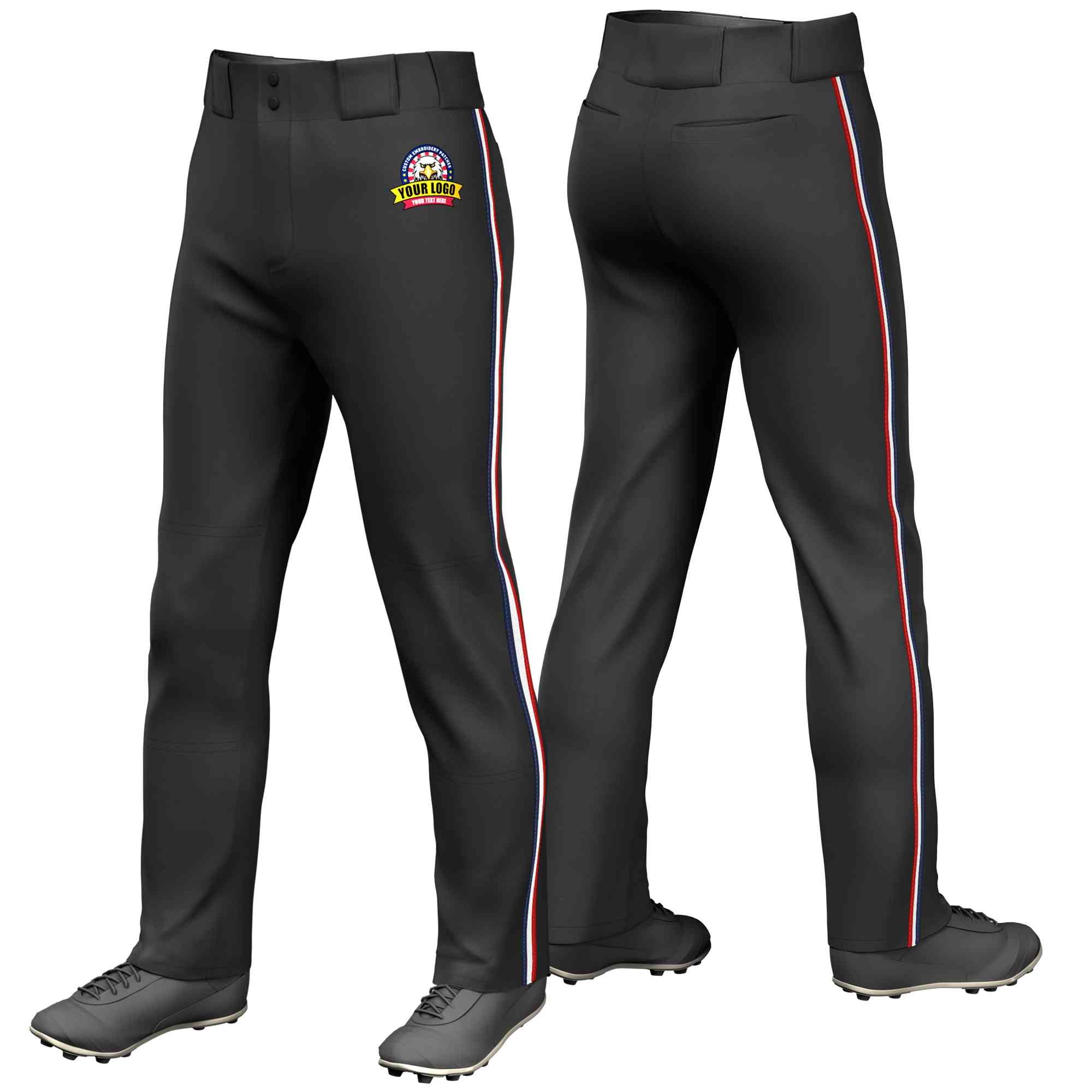 Pantalon de baseball coupe ample, coupe classique, personnalisé, noir, marine, blanc-rouge