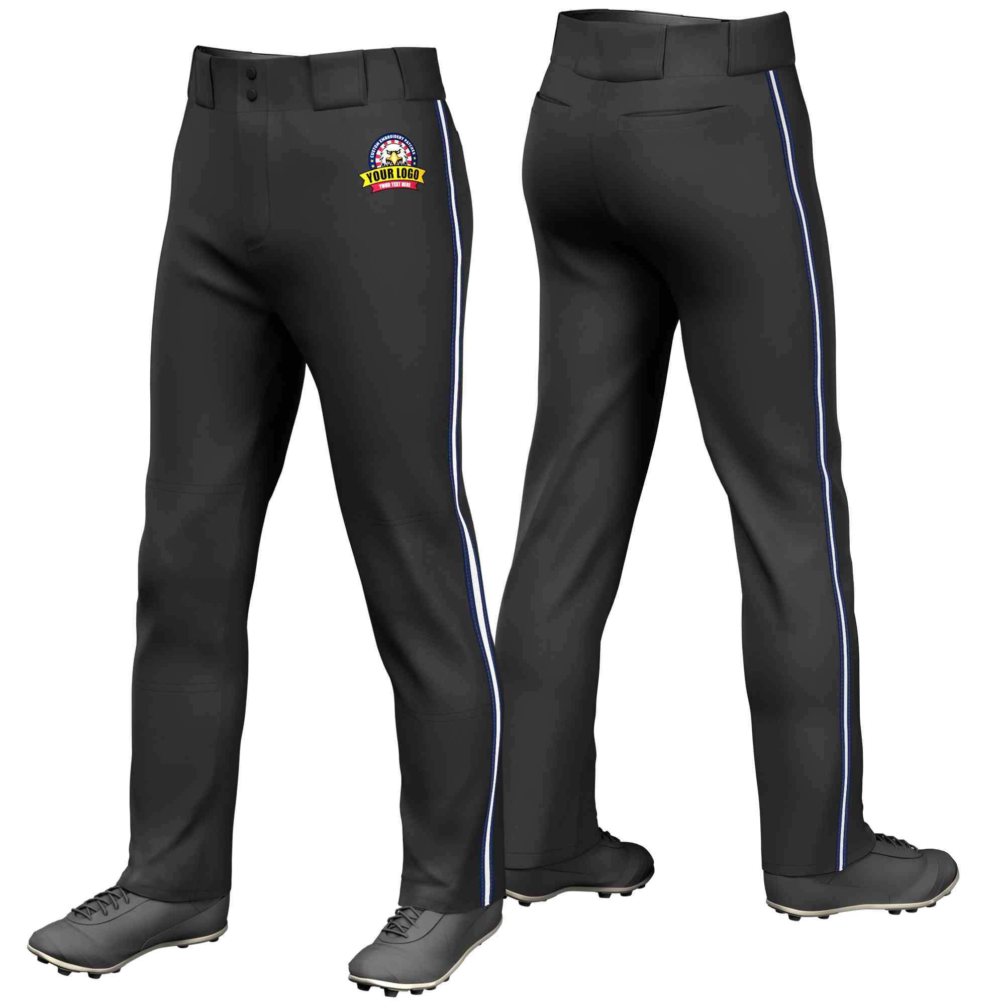 Pantalon de baseball coupe ample, coupe classique, extensible, personnalisé, noir, marine, blanc-marine