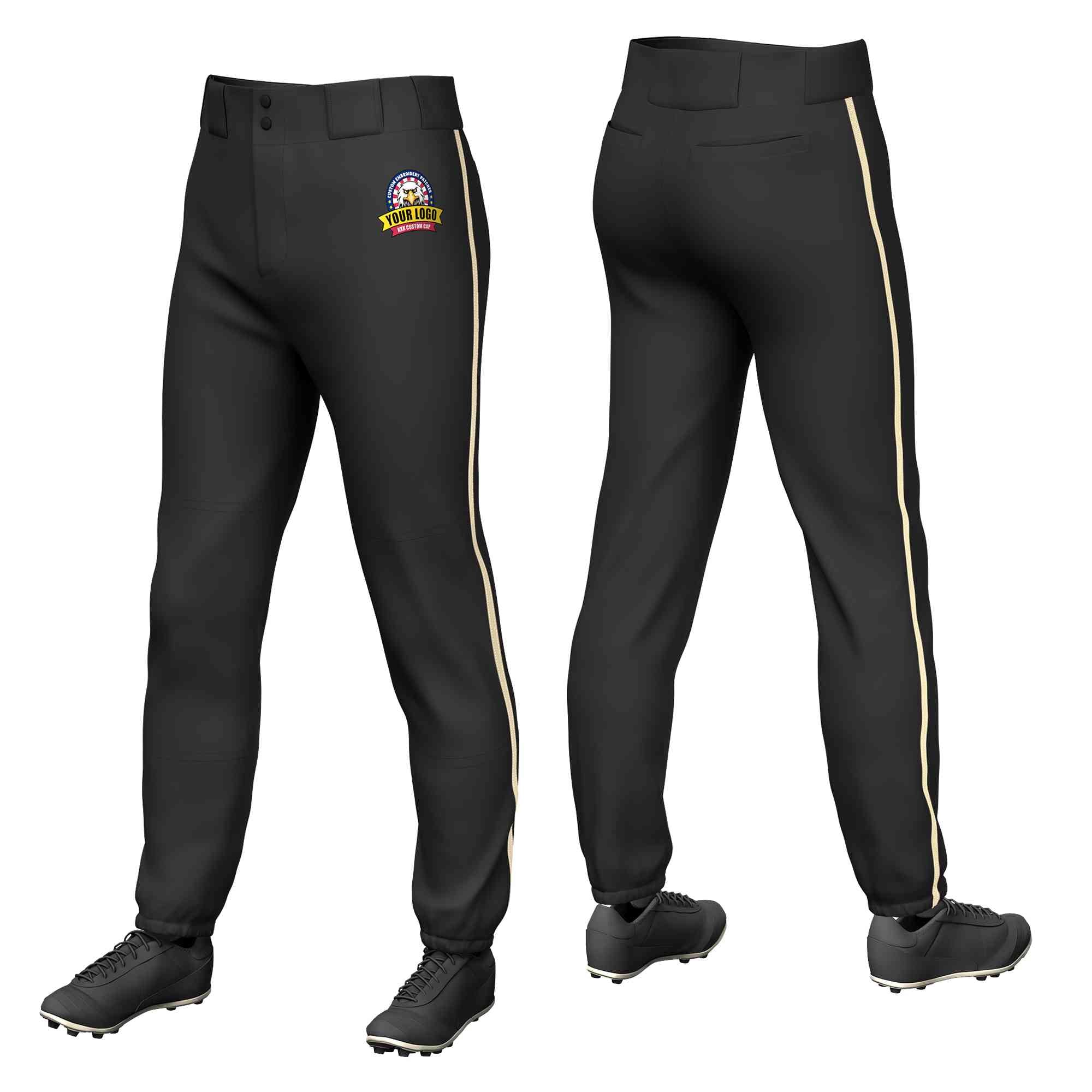 Pantalon de baseball pull-up extensible, coupe classique, noir, kaki, personnalisé