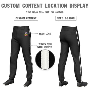 Pantalon de baseball pull-up extensible, coupe classique, noir et blanc, personnalisé