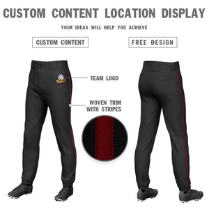 Pantalon de baseball pull-up d'entraînement extensible noir cramoisi personnalisé