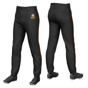 Custom Black Brown Classic Fit Stretch Practice Pull-up Baseball Pants