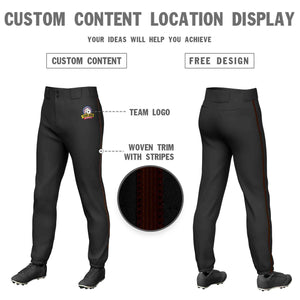 Custom Black Brown Classic Fit Stretch Practice Pull-up Baseball Pants