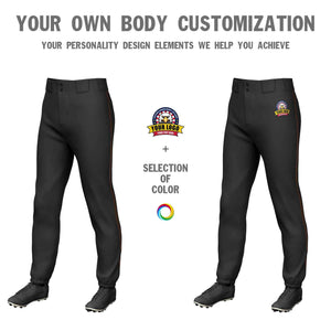 Custom Black Brown Classic Fit Stretch Practice Pull-up Baseball Pants