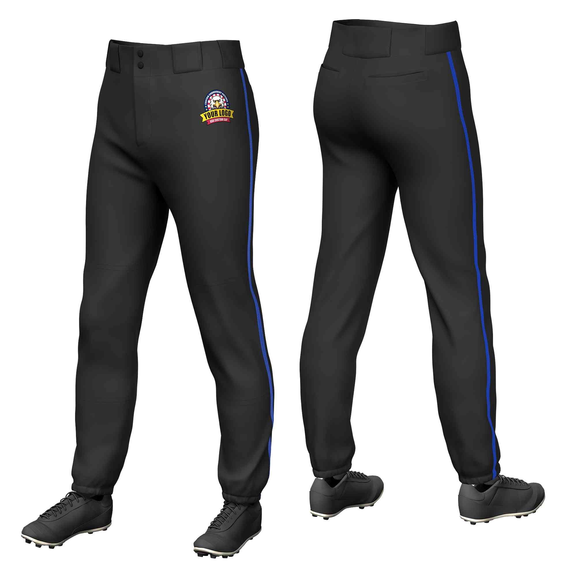 Pantalon de baseball pull-up extensible noir Royal Classic Fit personnalisé