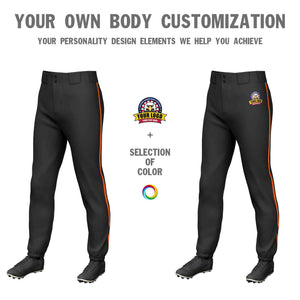 Custom Black Orange Classic Fit Stretch Practice Pull-up Baseball Pants