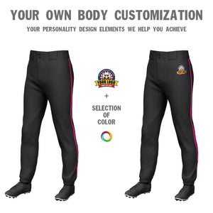 Custom Black Pink Classic Fit Stretch Practice Pull-up Baseball Pants