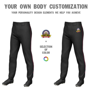 Custom Black Navy-Red Classic Fit Stretch Practice Pull-up Baseball Pants